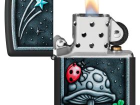Зажигалка ZIPPO Ladybug Design с покрытием Black Matte, латунь/сталь, черная, матовая