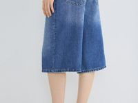 Джинсовые шорты-бермуды с высокой посадкой, Голубой