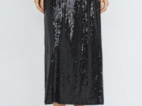 Прямая юбка с пайетками, Черный