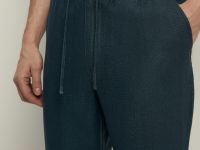 Брюки изо льна с эластичным поясом