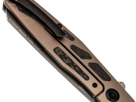 Складной нож Kansept Cru сталь Damascus, рукоять Bronze Titanium/Twill Carbon Fiber