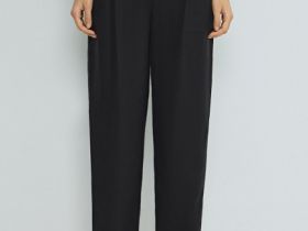 Зауженные книзу брюки изо льна, Черный