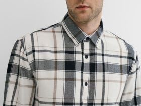 Рубашка в клетку из хлопка, Белый