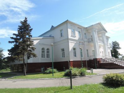 Дом, парк с прудом