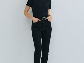 Узкие джинсы с высокой посадкой, Черный