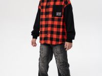 Рубашка текстильная с рукавами и капюшоном из трикотажа для мальчиков