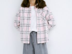 Рубашка в клетку для девочек, Розовый