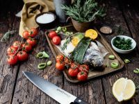 Нож кухонный Шеф Samura "HARAKIRI" (SHR-0085B) 208 мм, сталь AUS-8, рукоять ABS пластик, чёрный