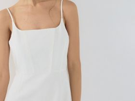 Сарафан мини со льном, Белый