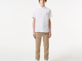 Мужская льняная рубашка Lacoste с коротким рукавом