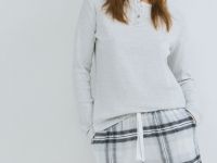 Пижамные шорты в клетку из фланели, Серый