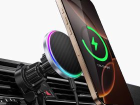 Автомобильный держатель Keephone Mageasy в воздуховод 15W черно-серый в полоску