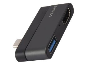 Адаптер USAMS US-SJ462 Type-C Mini HUB на USB 3.0 + HDMI (Grey)