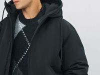 Утеплённая куртка с капюшоном, Черный