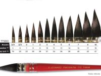 Кисть белка круглая с острым кончиком Leonard "772RO" короткая перламутровая красная ручка