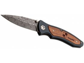 Складной нож Boker Tirpitz-Damascus, сталь дамаск, рукоять алюминий/ореховое дерево