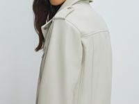 Куртка-косуха из искусственной кожи, Бежевый