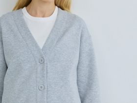 Кардиган с вышивкой, Серый