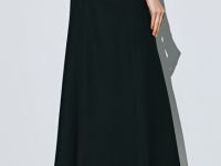 Юбка миди А-силуэта с эластичным поясом, Черный