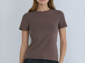 Базовая футболка из хлопка, Коричневый