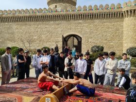 Посол Спорта Хайям Оруджев и Ариф Шахларов презентовали мас-рестлинг на празднике "Новруз" в Баку