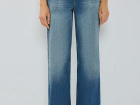 Широкие джинсы с высокой посадкой, Синий