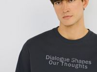 Футболка с текстовым принтом, Серый