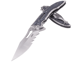 Складной нож CRKT Fossil™ BLACK WITH VEFF SERRATIONS™, сталь 8Cr13MoV, рукоять сталь 2Cr13, накладки G10