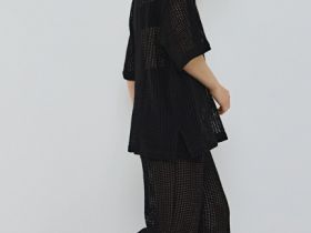 Широкие брюки из структурной ткани, Черный