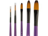 Набор кистей синтетика Decola №6, 5 шт (№ 1, 5 круглая, короткая ручка; № 6, 10, 14 овальная, коротк