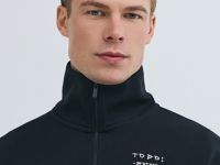 Толстовка с воротником-стойкой на молнии, Черный