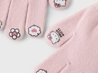 Розовые перчатки с принтом Hello Kitty для девочки Глория Джинс