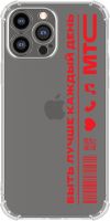 Чехол-накладка iPhone 13 Pro Max прозрачный с красным принтом