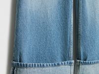 Прямые джинсы средней посадки с отворотами, Голубой