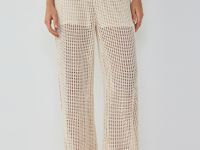 Широкие брюки из структурной ткани, Бежевый