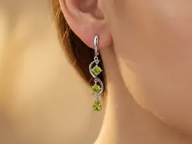 Серьги из серебра с хризолитами э0611сг01260373