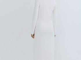 Вязаное облегающее платье, Бежевый