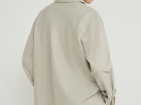 Свободная рубашка изо льна с хлопком, Бежевый
