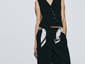 Прямые брюки со складками, Черный