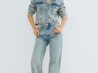 Джинсовая куртка со стразами, Голубой