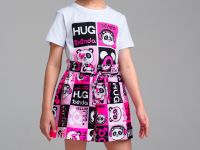 Комплект трикотажный для девочек: фуфайка (футболка), юбка-шорты