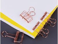Зажимы для бумаг Meshu "Rose Gold" 32 мм, 4шт., пакет с европодвесом