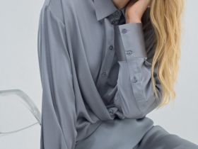 Блузка из сатина, Серый