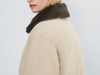 Утеплённая куртка с меховым воротником, Бежевый