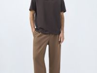 Футболка с текстовой вышивкой, Коричневый