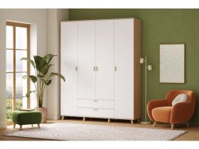 Распашной шкаф Пронто 4-190x240 Береза/Белый