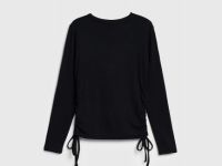 Лонгслив в рубчик с завязками для девочек, Черный