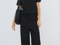 Прямые брюки с эластичным поясом, Черный
