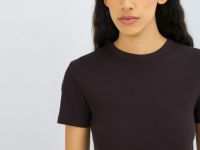 Футболка в рубчик, Коричневый