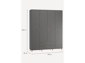 Распашной шкаф Пронто 4-190x240 Графитовый